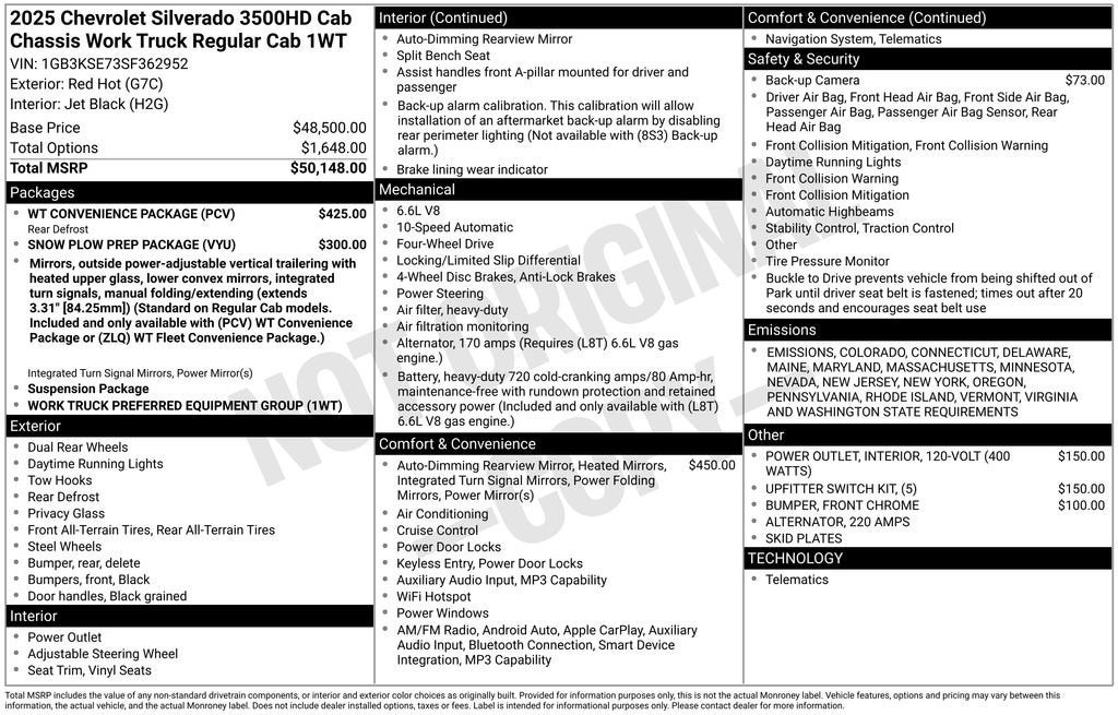 2025 Chevrolet Silverado 3500 HD Chassis Cab Work Truck