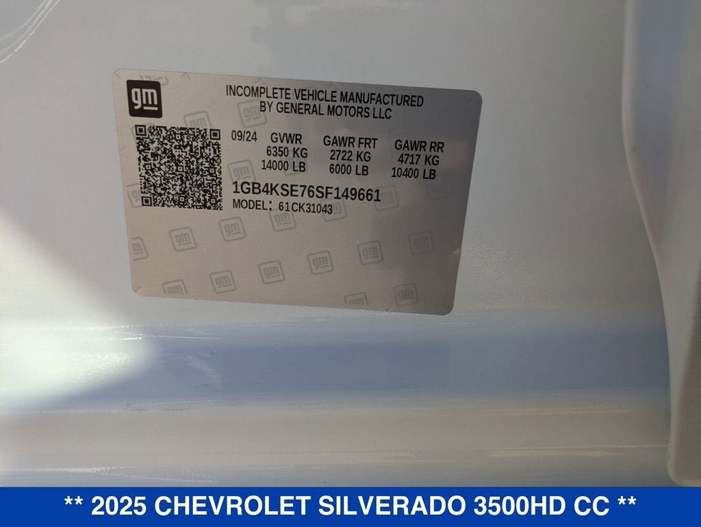 2025 Chevrolet Silverado 3500 HD Chassis Cab Work Truck