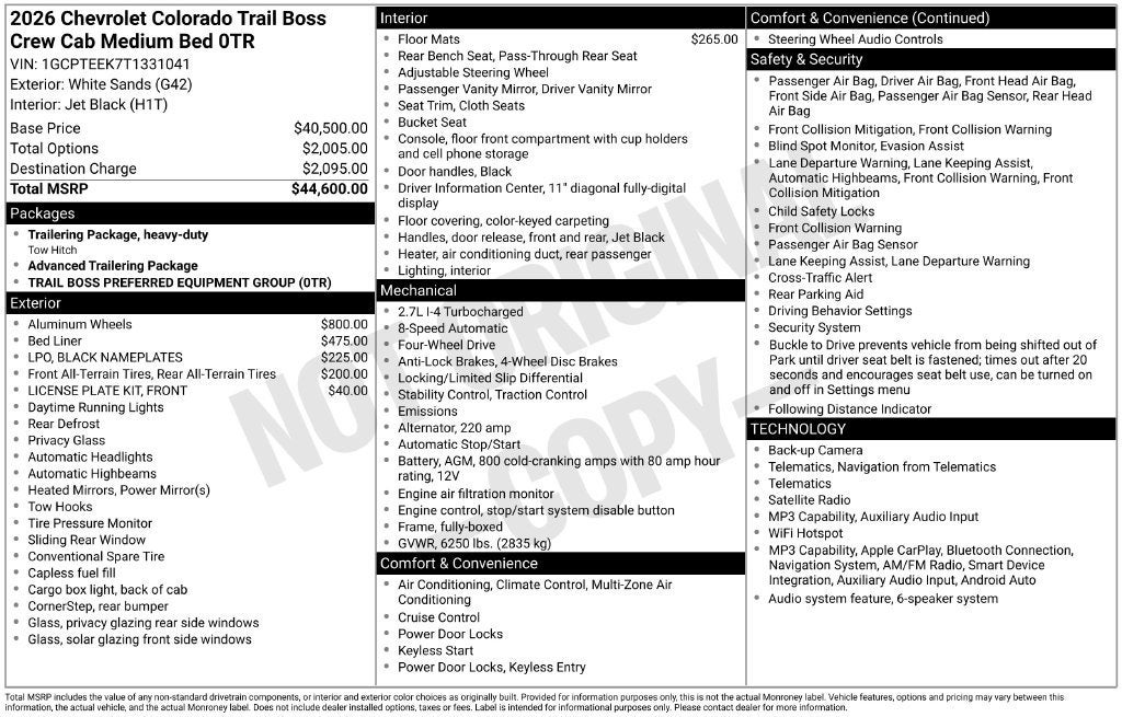 2026 Chevrolet Colorado Trail Boss